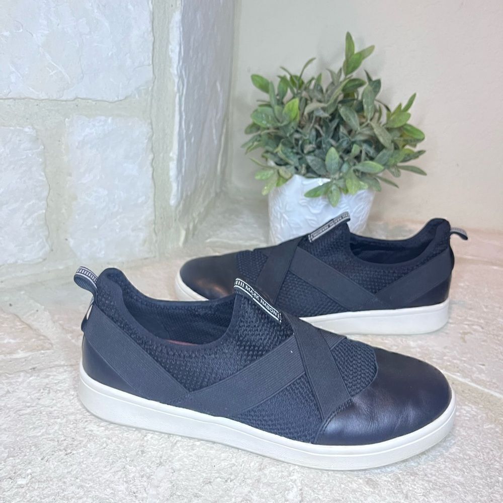 Mark Nason Black Leather & Mesh Slip-on Shoes w/ elastic straps sz 9